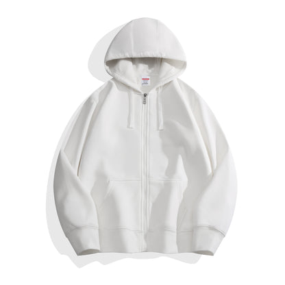 Solid-color Fleece-lined Hoodie For Men And Women