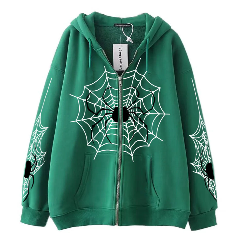 Spider Web Zipper Foreign Trade Sweater Street Fashion Hoodie