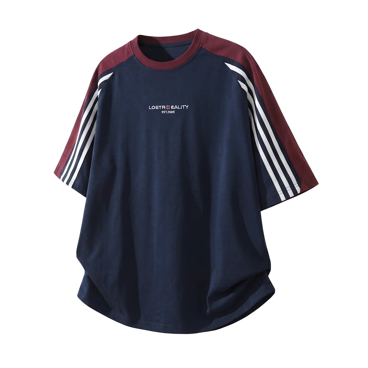 Pure Cotton Crew Neck Retro Raglan Short-sleeve T-shirt