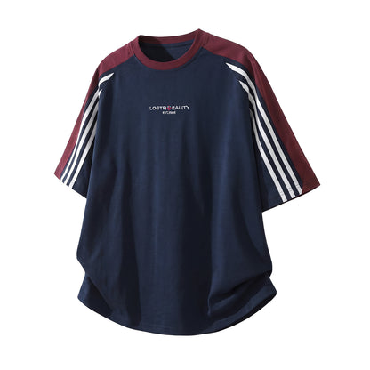 Pure Cotton Crew Neck Retro Raglan Short-sleeve T-shirt