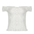 American-style Resort-Ready Minimalist Off-Shoulder Lace-trimmed Patchwork Short Shirt