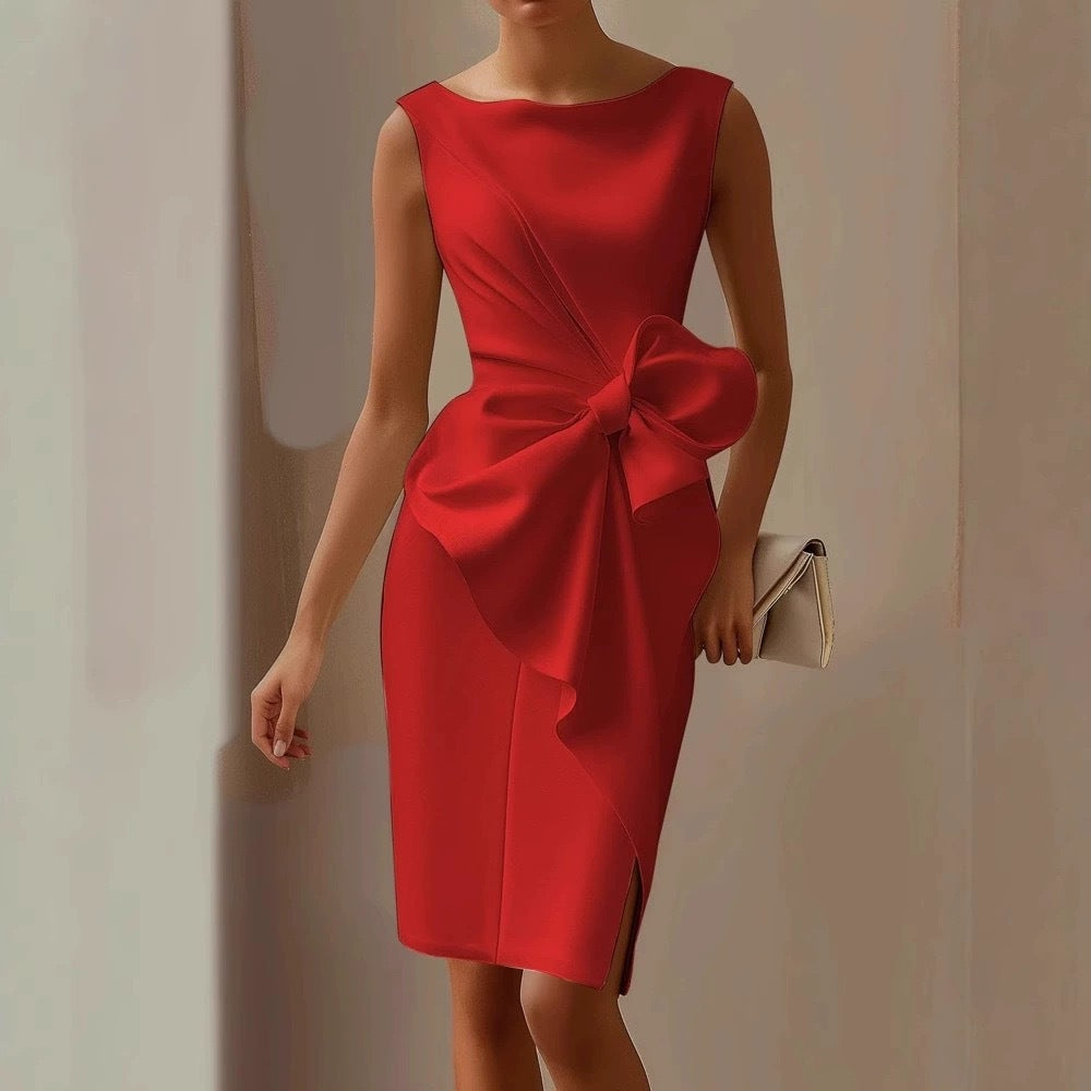 Bow-knot Fashion Sleeveless Midi Dress