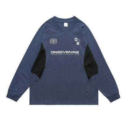 Retro Raglan Stitching Design Long-sleeved T-shirt Men Autumn Winter Coat