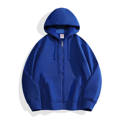 Solid-color Fleece-lined Hoodie For Men And Women
