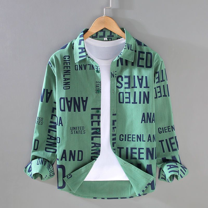 Men's Fashion Letter Print Shirt