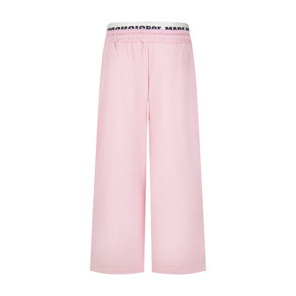 Fake Two-Piece Color-Block Wide-Leg Long Pants With Double Waistbands