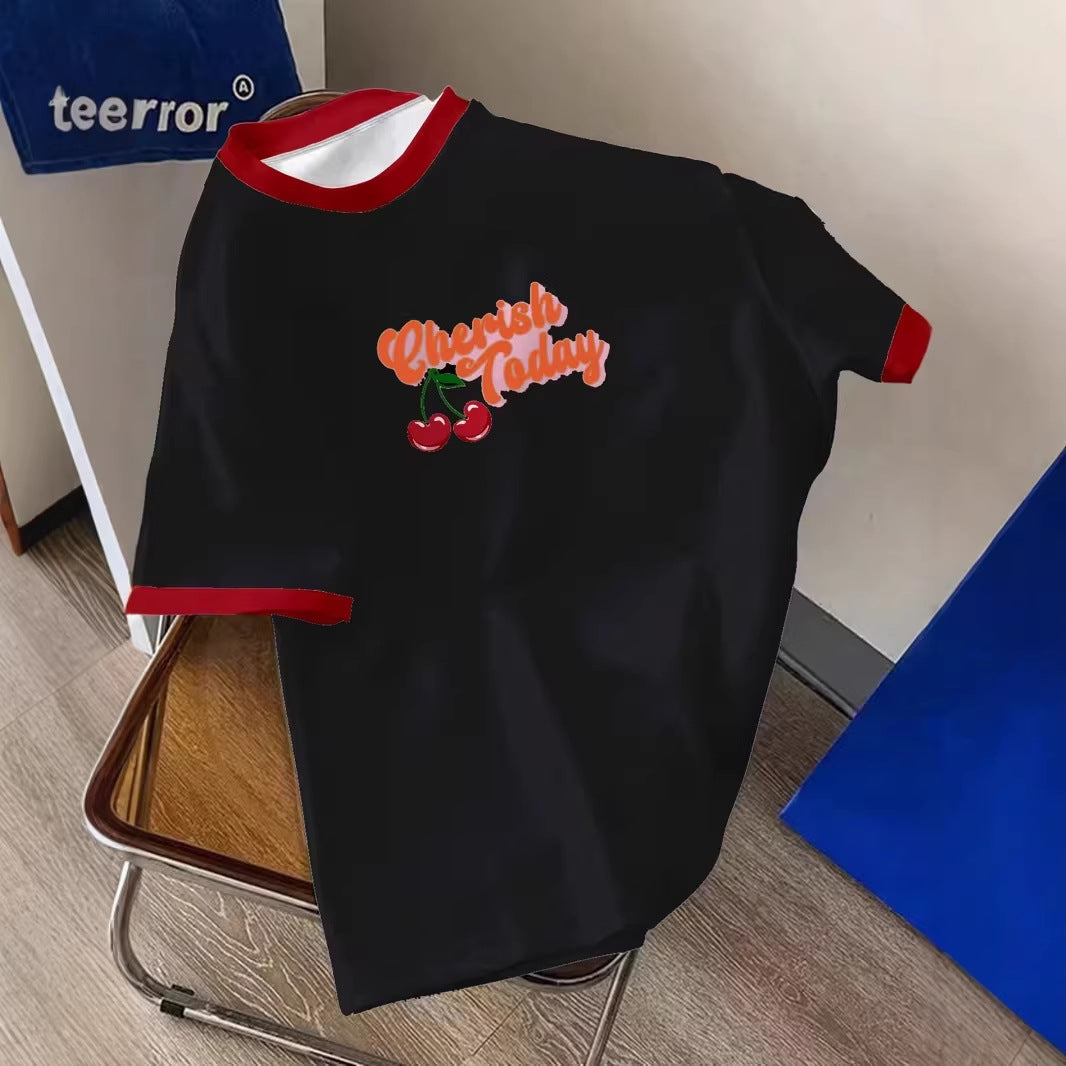Men's Cherry Letter Print T-Shirt