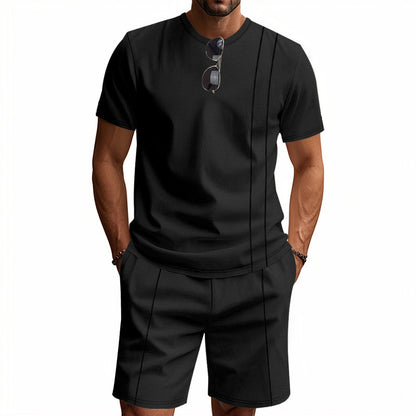 Men's Crew-Neck Short-Sleeve T-Shirt And Shorts Set