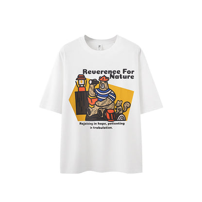 Big-Hit Camping Little Bear Print T-Shirt