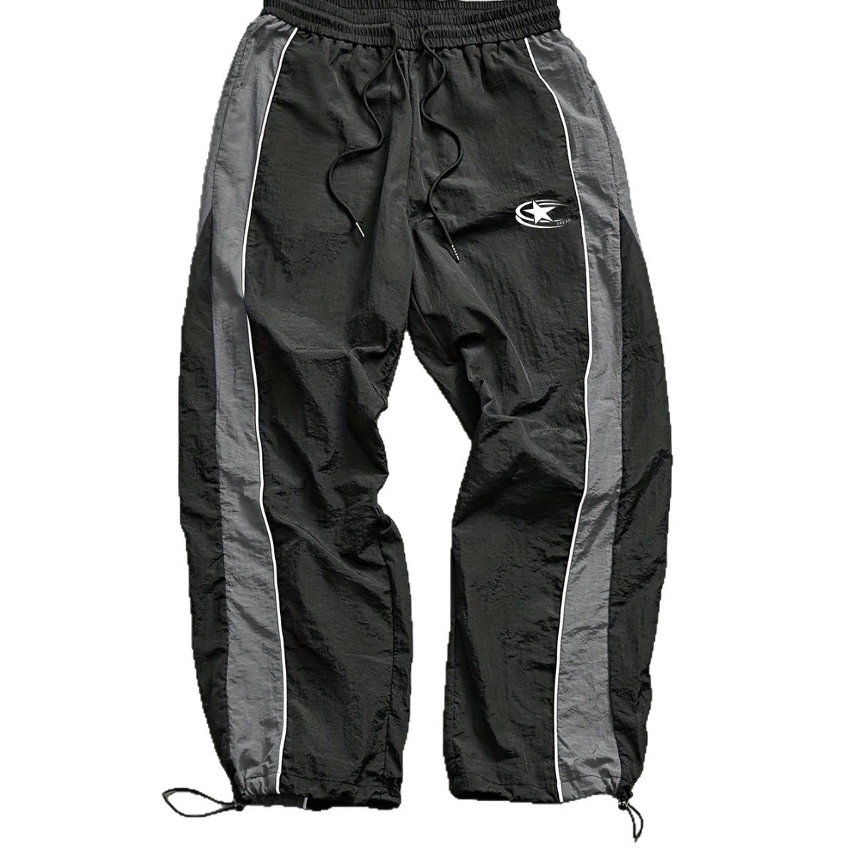 Mens Side-Panel Spliced Drawstring Quick-Dry Casual Pants