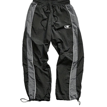 Mens Side-Panel Spliced Drawstring Quick-Dry Casual Pants