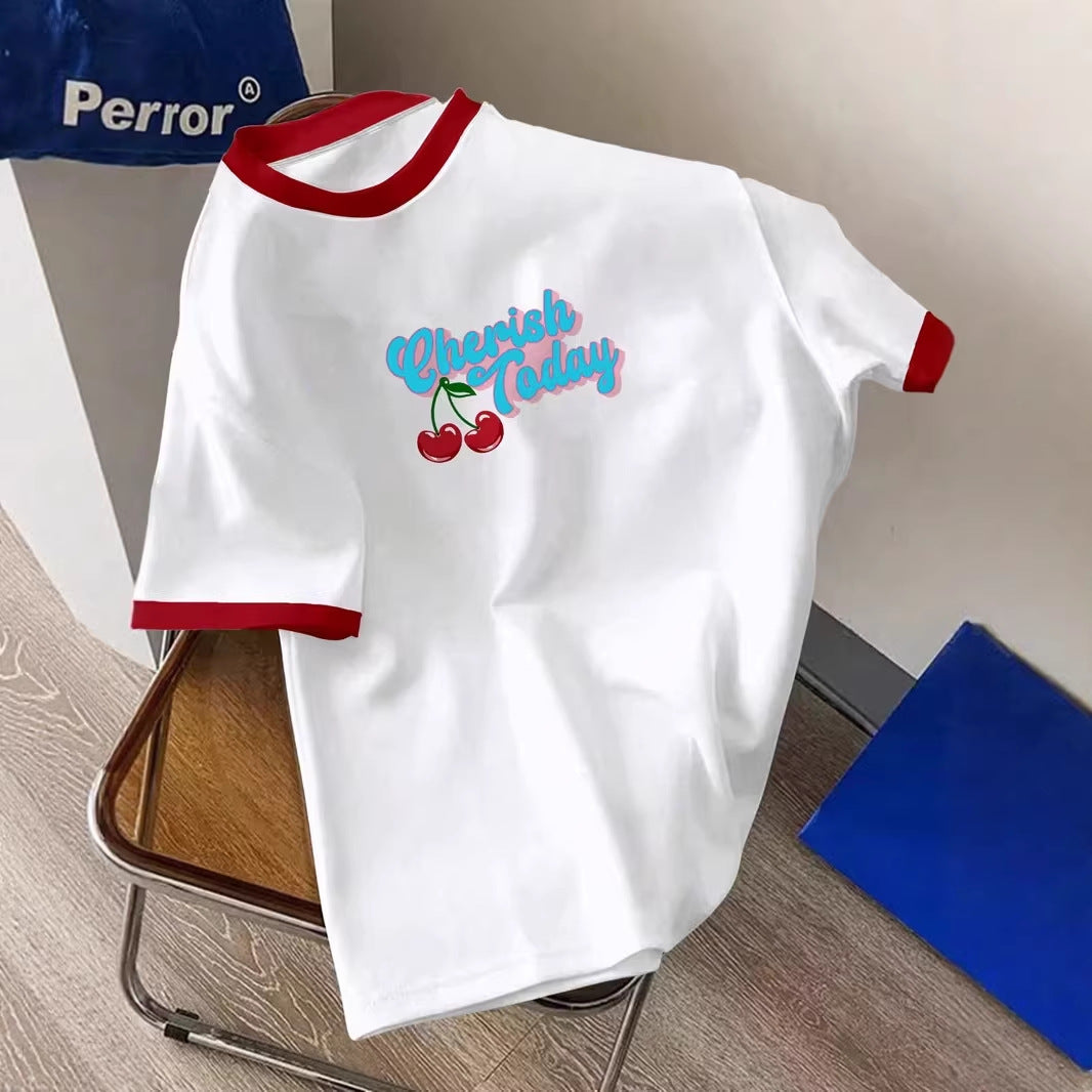 Men's Cherry Letter Print T-Shirt