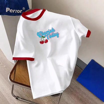 Men's Cherry Letter Print T-Shirt