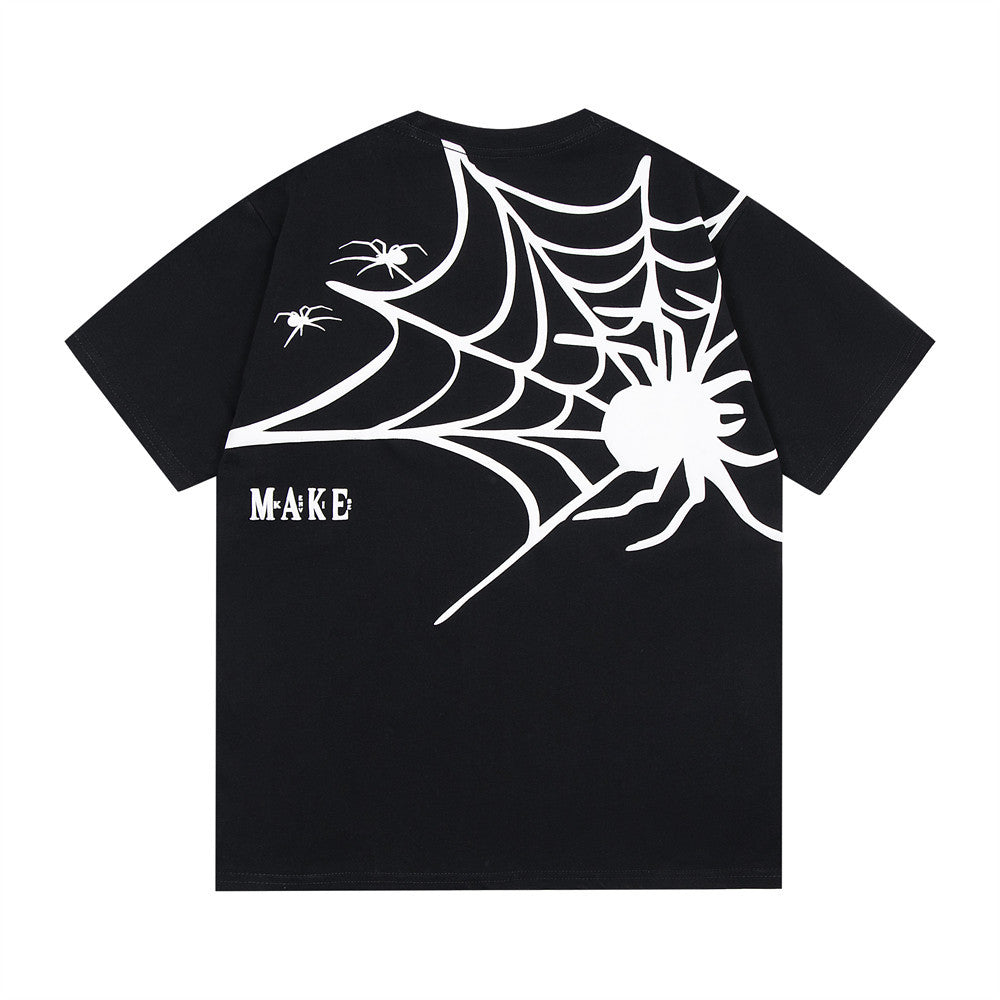Dark Spider Web Printed Short Sleeve Men