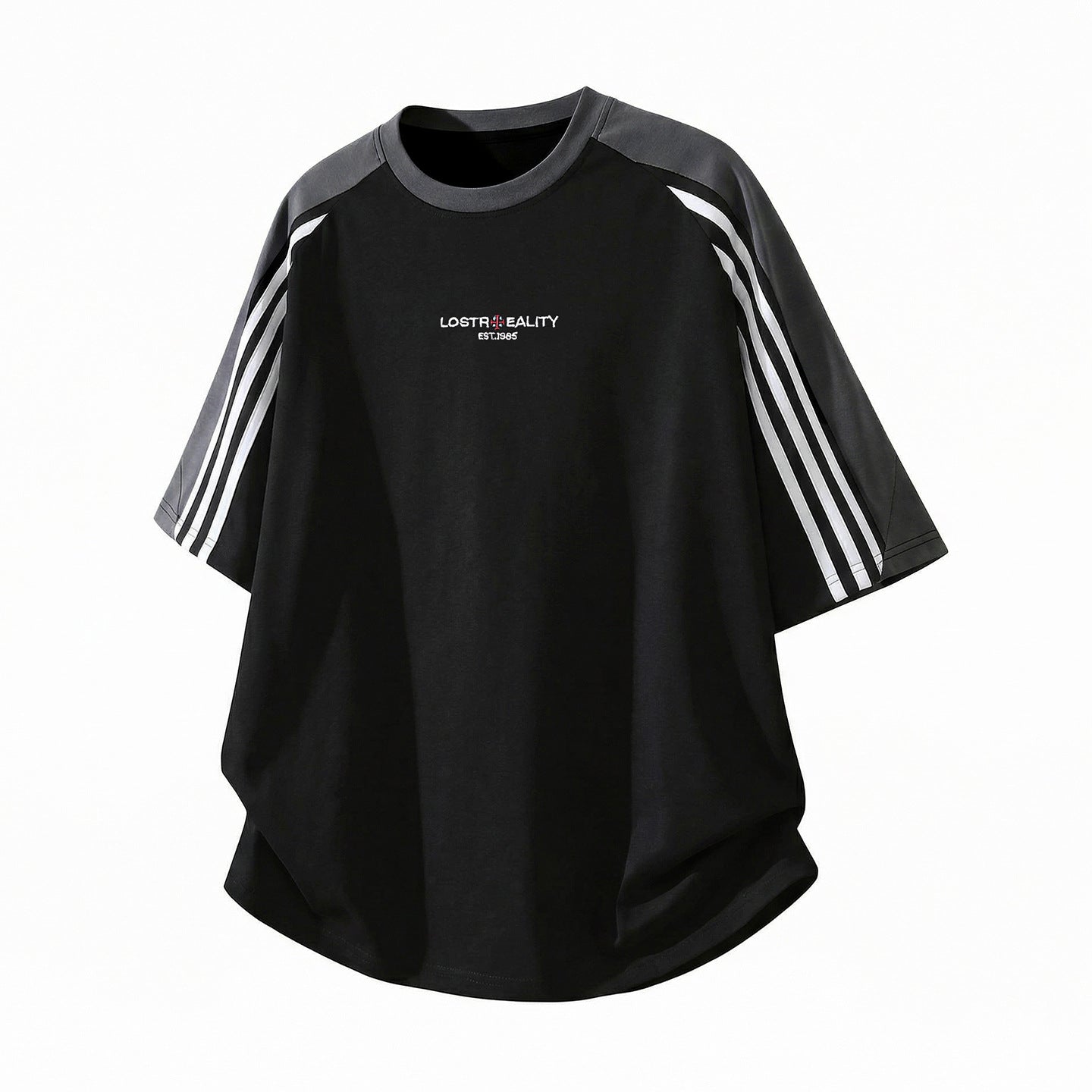 Pure Cotton Crew Neck Retro Raglan Short-sleeve T-shirt