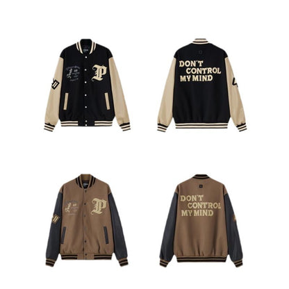 PU Leather Patchwork Casual All-Match Jacket Coat