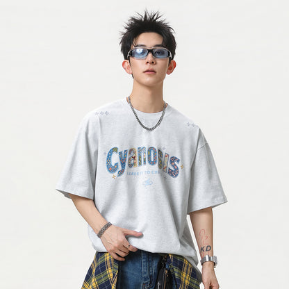 Embroidered Patch Cotton Short-Sleeve T-Shirt For Men
