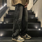 Men's Straight Leg Jeans, Winter High-End Streetwear, Loose Wide-Leg American High Street Vibe Pants