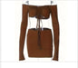 Drawstring Drop Ruched Off Shoulder Two-piece Skirt Set Y2K Long Sleeve Top & Bodycon Skirt Outfits Women's Clothing