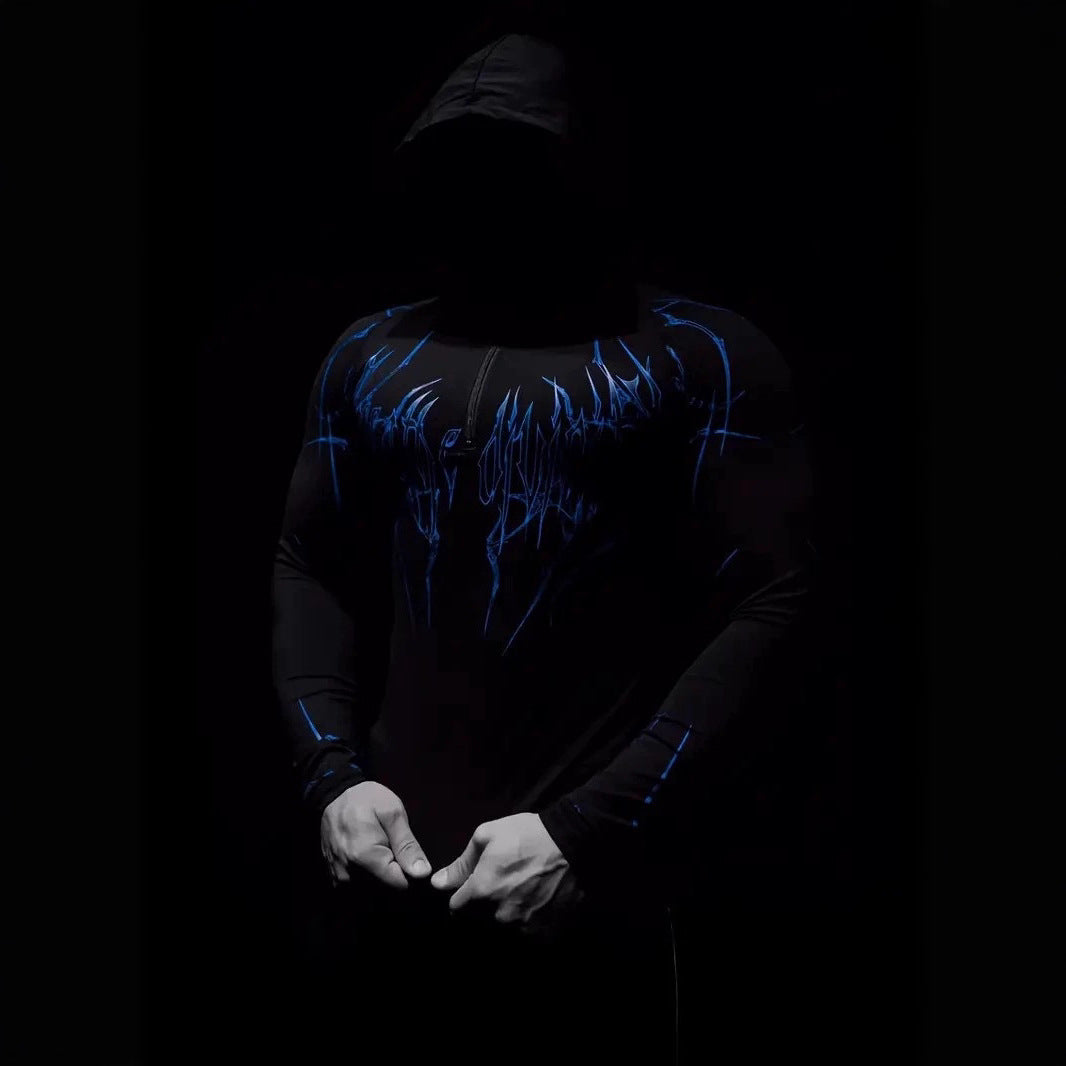 Fitness Half-Zip Quick-Dry Stretchy Hooded Long-Sleeve Sports Top