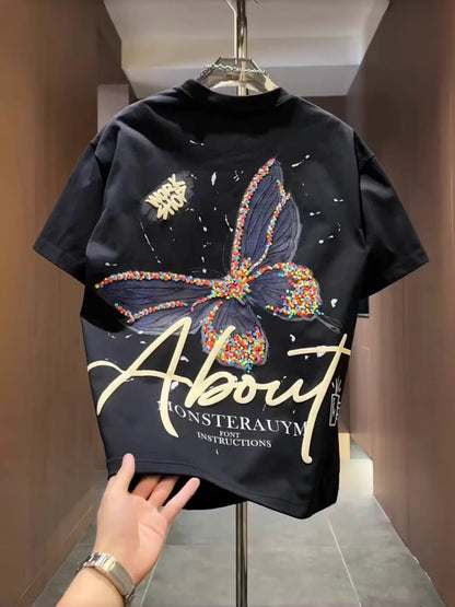 Men's Casual Bottoming Top With Butterfly Pattern