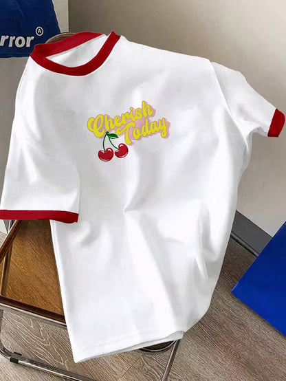 Men's Cherry Letter Print T-Shirt