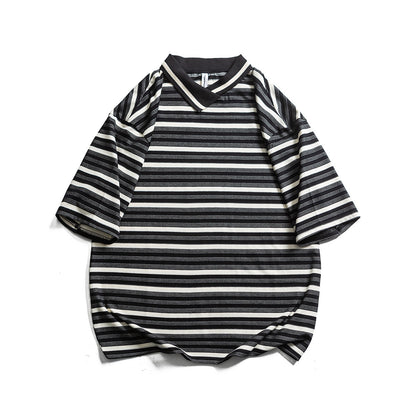 Men's Retro Striped Bottoming Pullover