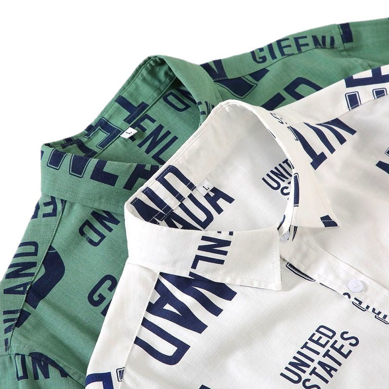 Men's Fashion Letter Print Shirt